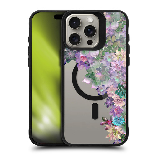 Monika Strigel Flower Collection Succulent Garden Purple BLACK SHOCKPROOF BUMPER CASE COMPATIBLE WITH Apple iPhone 15 Pro Max & MAGSAFE