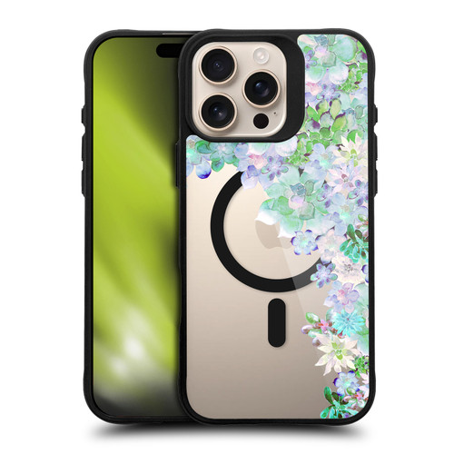Monika Strigel Flower Collection My Succulent Garden BLACK SHOCKPROOF BUMPER CASE COMPATIBLE WITH Apple iPhone 16 Pro Max & MAGSAFE