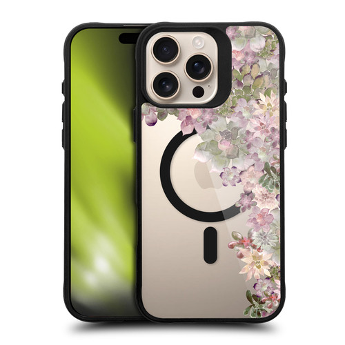 Monika Strigel Flower Collection Succulent Garden Rose BLACK SHOCKPROOF BUMPER CASE COMPATIBLE WITH Apple iPhone 16 Pro Max & MAGSAFE