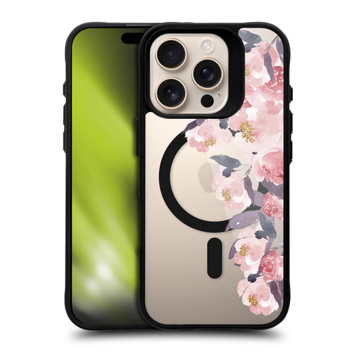 Monika Strigel Flower Collection My Rose Garden BLACK SHOCKPROOF BUMPER CASE COMPATIBLE WITH Apple iPhone 16 Pro & MAGSAFE