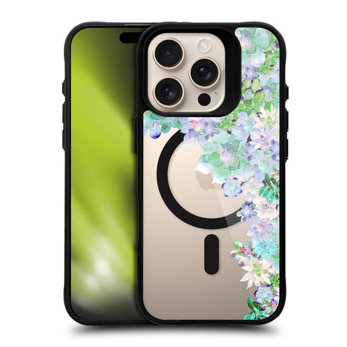Monika Strigel Flower Collection My Succulent Garden BLACK SHOCKPROOF BUMPER CASE COMPATIBLE WITH Apple iPhone 16 Pro & MAGSAFE