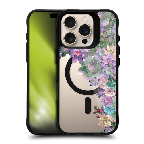 Monika Strigel Flower Collection Succulent Garden Purple BLACK SHOCKPROOF BUMPER CASE COMPATIBLE WITH Apple iPhone 16 Pro & MAGSAFE