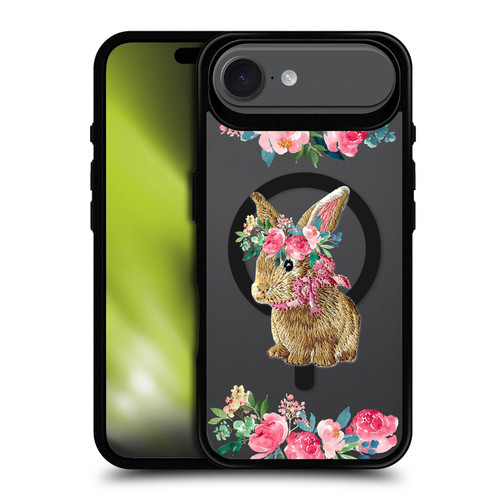 Monika Strigel Flower Collection Bunny BLACK SHOCKPROOF BUMPER CASE COMPATIBLE WITH Apple iPhone 17 Air & MAGSAFE