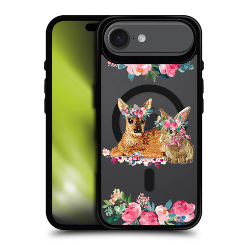 Monika Strigel Flower Collection Fawn & Bunny BLACK SHOCKPROOF BUMPER CASE COMPATIBLE WITH Apple iPhone 17 Air & MAGSAFE