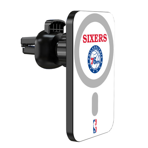 NBA Philadelphia 76ers Logo Black Design Magnetic Car Phone Mount with Wireless Charger - Black MagSafe iPhone and Android Qi Devices