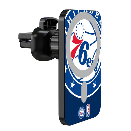 NBA Philadelphia 76ers Logo Oversized Magnetic Car Phone Mount with Wireless Charger - Black MagSafe iPhone and Android Qi Devices