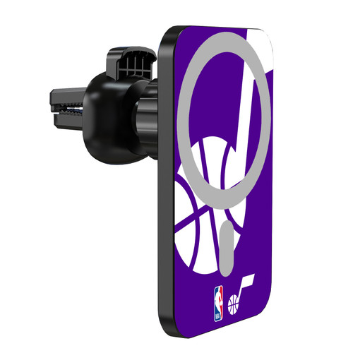 NBA Utah Jazz Logo Oversized Magnetic Car Phone Mount with Wireless Charger - Black MagSafe iPhone and Android Qi Devices