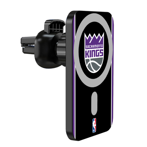 NBA Sacramento Kings Logo Black Design Magnetic Car Phone Mount with Wireless Charger - Black MagSafe iPhone and Android Qi Devices