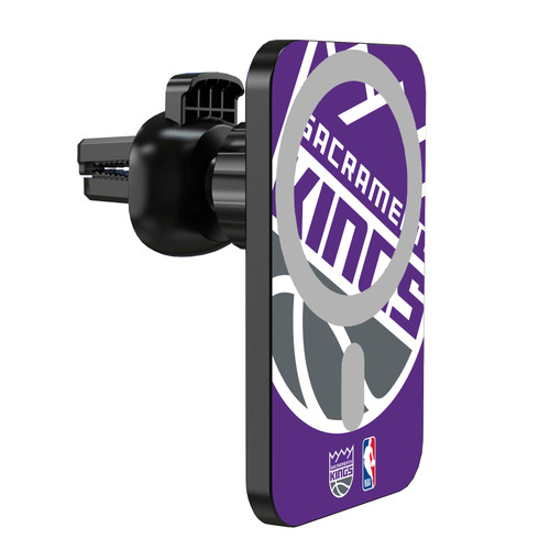 NBA Sacramento Kings Logo Oversized Magnetic Car Phone Mount with Wireless Charger - Black MagSafe iPhone and Android Qi Devices
