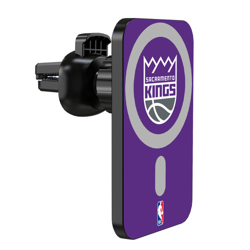 NBA Sacramento Kings Logo Purple Magnetic Car Phone Mount with Wireless Charger - Black MagSafe iPhone and Android Qi Devices