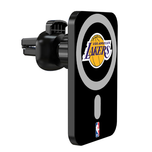 NBA Los Angeles Lakers Logo Black Magnetic Car Phone Mount with Wireless Charger - Black MagSafe iPhone and Android Qi Devices