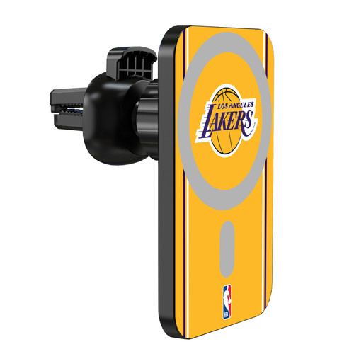 NBA Los Angeles Lakers Logo Gold Design Magnetic Car Phone Mount with Wireless Charger - Black MagSafe iPhone and Android Qi Devices