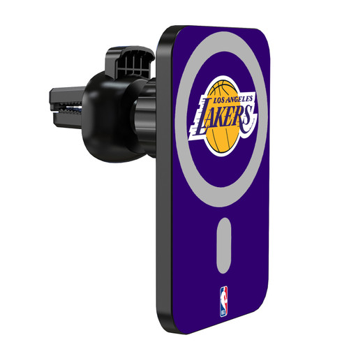 NBA Los Angeles Lakers Logo Purple Magnetic Car Phone Mount with Wireless Charger - Black MagSafe iPhone and Android Qi Devices