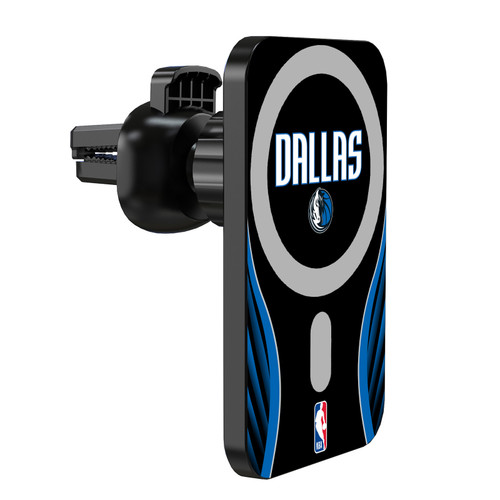 NBA Dallas Mavericks Logo Black Design Magnetic Car Phone Mount with Wireless Charger - Black MagSafe iPhone and Android Qi Devices