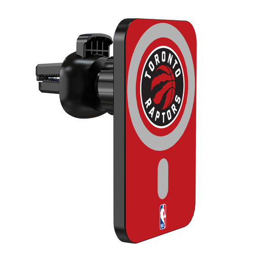 NBA Toronto Raptors Logo Red Magnetic Car Phone Mount with Wireless Charger - Black MagSafe iPhone and Android Qi Devices