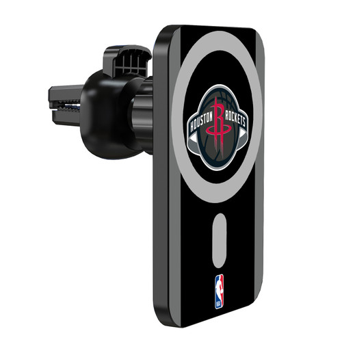 NBA Houston Rockets Logo Black Design Magnetic Car Phone Mount with Wireless Charger - Black MagSafe iPhone and Android Qi Devices