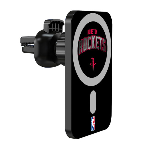 NBA Houston Rockets Logo Black Magnetic Car Phone Mount with Wireless Charger - Black MagSafe iPhone and Android Qi Devices