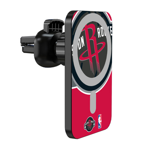 NBA Houston Rockets Logo Oversized Magnetic Car Phone Mount with Wireless Charger - Black MagSafe iPhone and Android Qi Devices