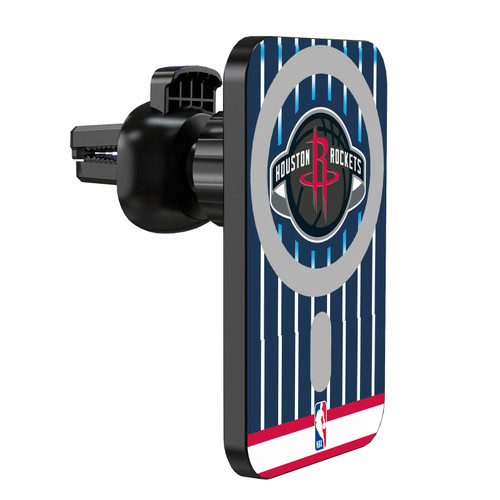 NBA Houston Rockets Logo Retro Design Magnetic Car Phone Mount with Wireless Charger - Black MagSafe iPhone and Android Qi Devices