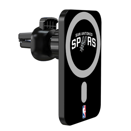 NBA San Antonio Spurs Logo Black Magnetic Car Phone Mount with Wireless Charger - Black MagSafe iPhone and Android Qi Devices