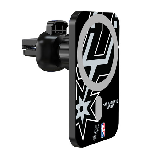 NBA San Antonio Spurs Logo Oversized Magnetic Car Phone Mount with Wireless Charger - Black MagSafe iPhone and Android Qi Devices