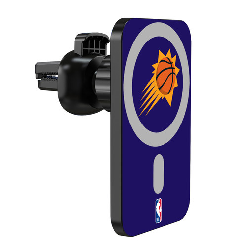 NBA Phoenix Suns Logo Purple Magnetic Car Phone Mount with Wireless Charger - Black MagSafe iPhone and Android Qi Devices