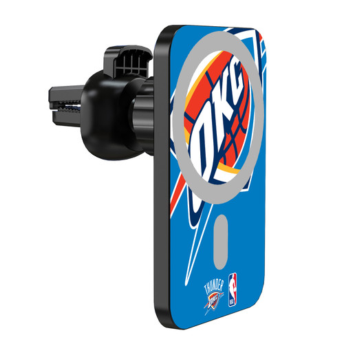 NBA Oklahoma City Thunder Logo Oversized Magnetic Car Phone Mount with Wireless Charger - Black MagSafe iPhone and Android Qi Devices