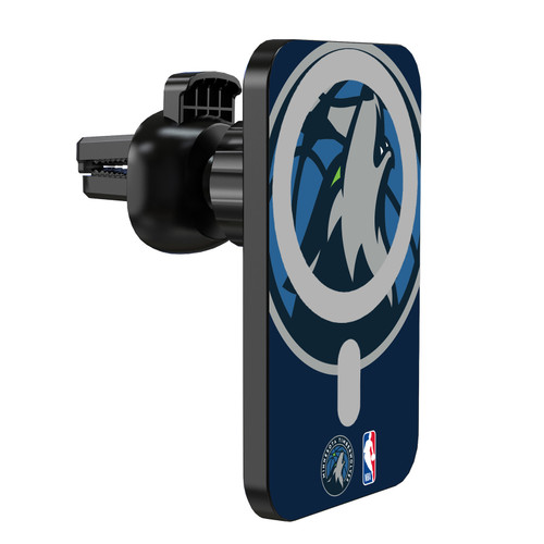 NBA Minnesota Timberwolves Logo Oversized Magnetic Car Phone Mount with Wireless Charger - Black MagSafe iPhone and Android Qi Devices