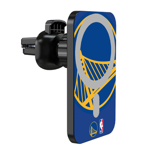 NBA Golden State Warriors Logo Oversized Magnetic Car Phone Mount with Wireless Charger - Black MagSafe iPhone and Android Qi Devices