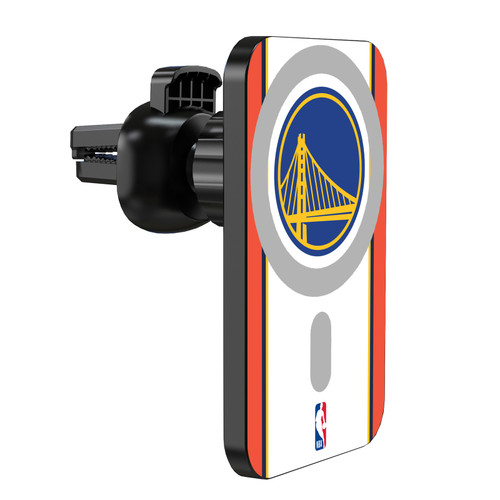 NBA Golden State Warriors Logo Retro Design Magnetic Car Phone Mount with Wireless Charger - Black MagSafe iPhone and Android Qi Devices