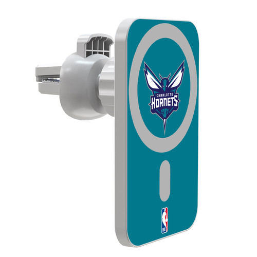 NBA Charlotte Hornets Logo Teal Magnetic Car Phone Mount with Wireless Charger - White MagSafe iPhone and Android Qi Devices