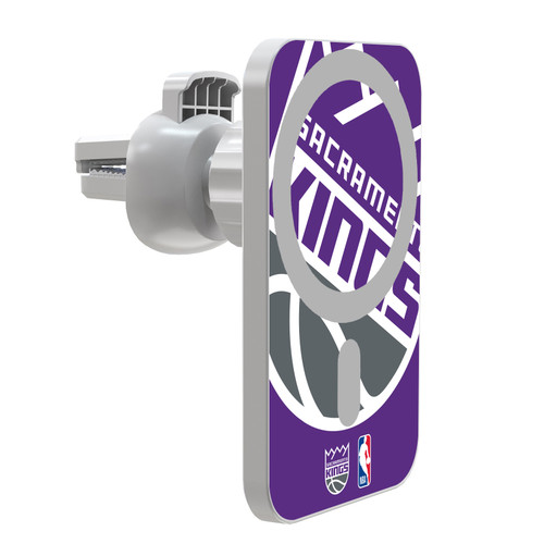 NBA Sacramento Kings Logo Oversized Magnetic Car Phone Mount with Wireless Charger - White MagSafe iPhone and Android Qi Devices