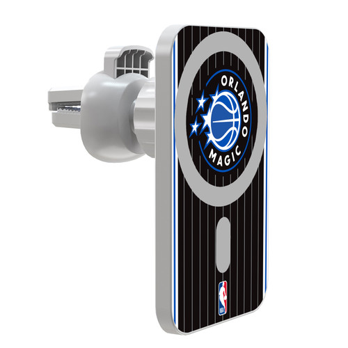 NBA Orlando Magic Logo Black Design Magnetic Car Phone Mount with Wireless Charger - White MagSafe iPhone and Android Qi Devices