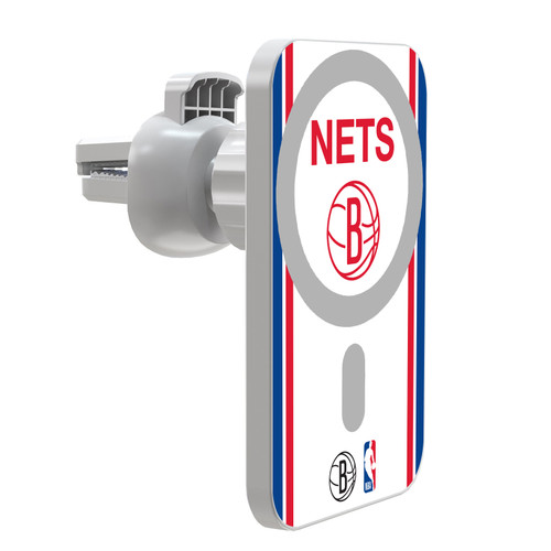 NBA Brooklyn Nets Logo Retro Design Magnetic Car Phone Mount with Wireless Charger - White MagSafe iPhone and Android Qi Devices