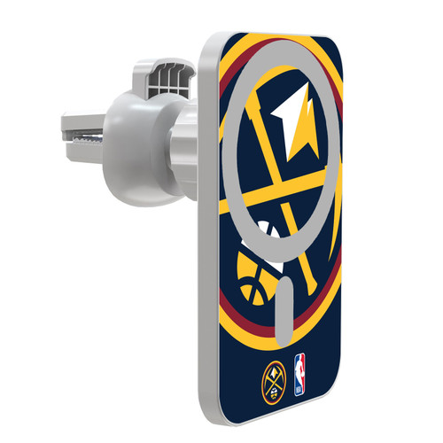 NBA Denver Nuggets Logo Oversized Magnetic Car Phone Mount with Wireless Charger - White MagSafe iPhone and Android Qi Devices