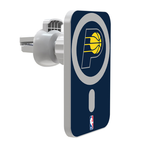 NBA Indiana Pacers Logo Navy Blue Magnetic Car Phone Mount with Wireless Charger - White MagSafe iPhone and Android Qi Devices