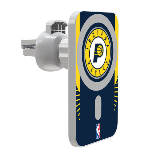 NBA Indiana Pacers Logo Navy Design Magnetic Car Phone Mount with Wireless Charger - White MagSafe iPhone and Android Qi Devices