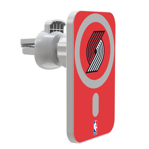 NBA Portland Trail Blazers Logo Red Magnetic Car Phone Mount with Wireless Charger - White MagSafe iPhone and Android Qi Devices