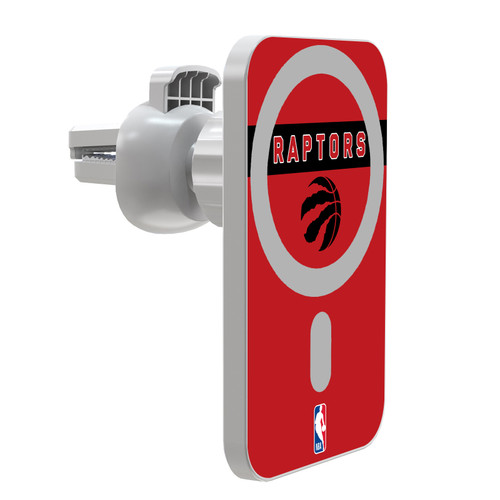 NBA Toronto Raptors Logo Red Design Magnetic Car Phone Mount with Wireless Charger - White MagSafe iPhone and Android Qi Devices
