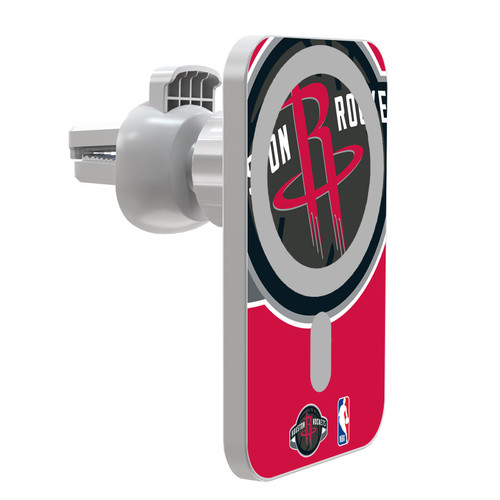 NBA Houston Rockets Logo Oversized Magnetic Car Phone Mount with Wireless Charger - White MagSafe iPhone and Android Qi Devices