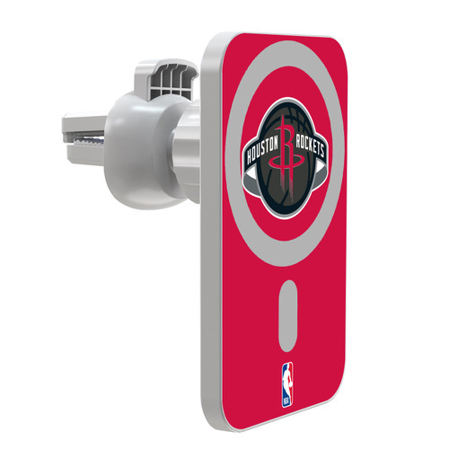 NBA Houston Rockets Logo Red Magnetic Car Phone Mount with Wireless Charger - White MagSafe iPhone and Android Qi Devices