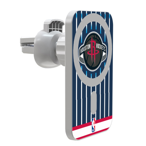 NBA Houston Rockets Logo Retro Design Magnetic Car Phone Mount with Wireless Charger - White MagSafe iPhone and Android Qi Devices