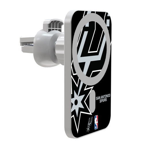 NBA San Antonio Spurs Logo Oversized Magnetic Car Phone Mount with Wireless Charger - White MagSafe iPhone and Android Qi Devices