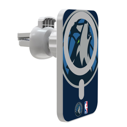NBA Minnesota Timberwolves Logo Oversized Magnetic Car Phone Mount with Wireless Charger - White MagSafe iPhone and Android Qi Devices