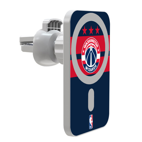 NBA Washington Wizards Logo Navy Blue Design Magnetic Car Phone Mount with Wireless Charger - White MagSafe iPhone and Android Qi Devices