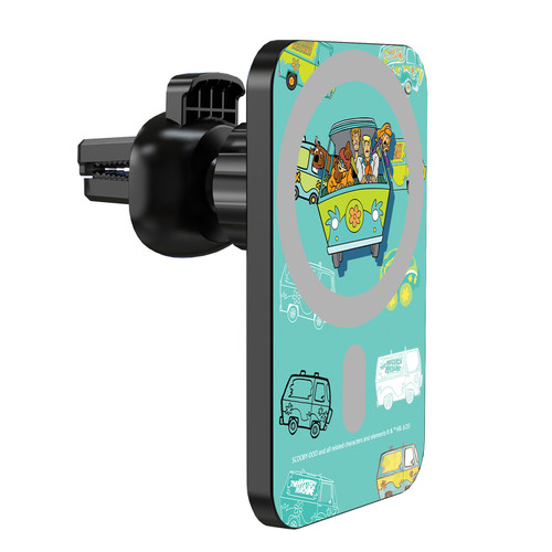 Scooby-Doo Character Art Mystery Incorporated Magnetic Car Phone Mount with Wireless Charger - Black MagSafe iPhone and Android Qi Devices