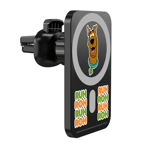 Scooby-Doo Character Art Silly Magnetic Car Phone Mount with Wireless Charger - Black MagSafe iPhone and Android Qi Devices