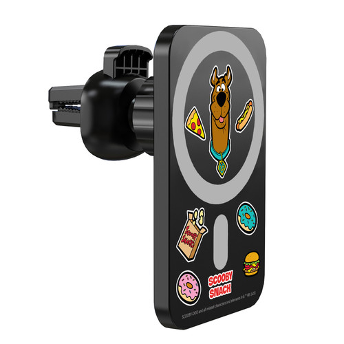 Scooby-Doo Character Art Snack Magnetic Car Phone Mount with Wireless Charger - Black MagSafe iPhone and Android Qi Devices