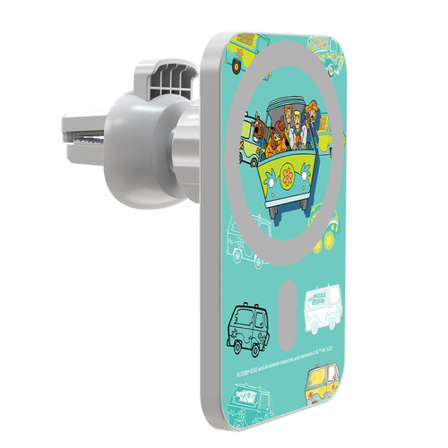 Scooby-Doo Character Art Mystery Incorporated Magnetic Car Phone Mount with Wireless Charger - White MagSafe iPhone and Android Qi Devices