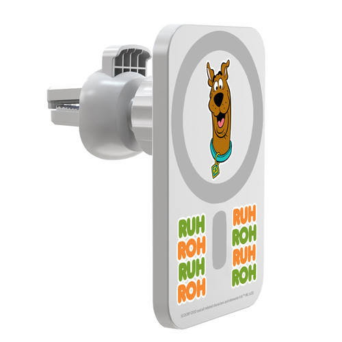 Scooby-Doo Character Art Silly Magnetic Car Phone Mount with Wireless Charger - White MagSafe iPhone and Android Qi Devices